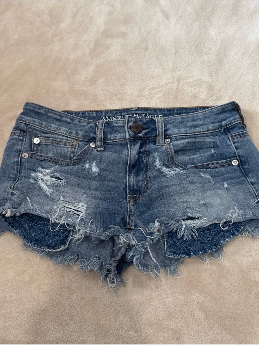 American Eagle Outfitters Blue Distressed Denim Cutoff Shorts